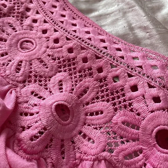 LOFT Blush Lace Accent Blouse - Picture 2 of 4